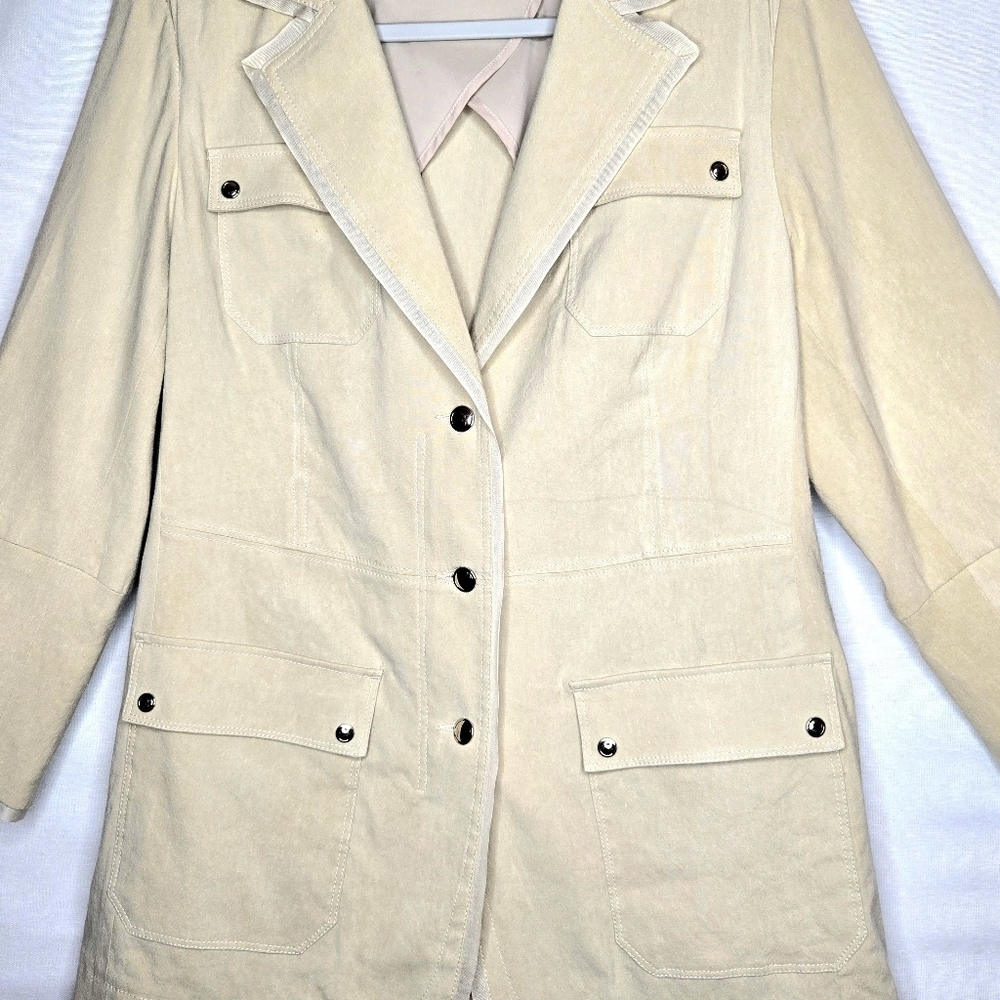 Per Se, by Carlisle Blazer/jacket. Khaki, Size 10. Linen - Picture 3 of 13